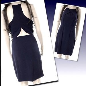 Black Cutout Back Gold Chain Halter Dress